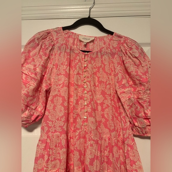 The GREAT.  Bright Rouge Wild Brush Floral The Pleated Ravine Dress - Picture 11 of 11